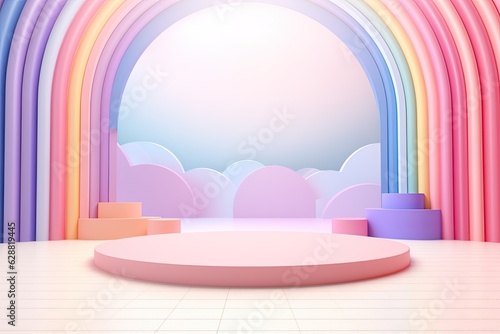 3D podium on stage background  geometric shape for product display presentation. Minimal scene for mockup products  stage showcase  promotion display.