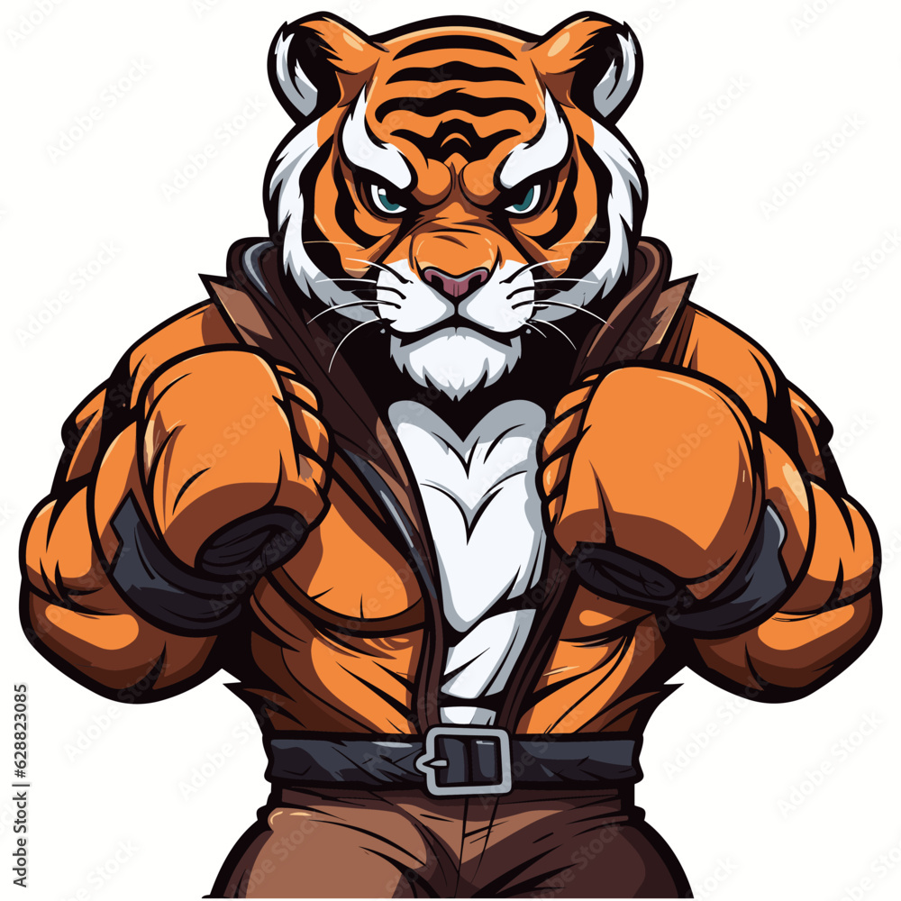 Obraz premium A Tiger Boxer mascot Vector Illustration