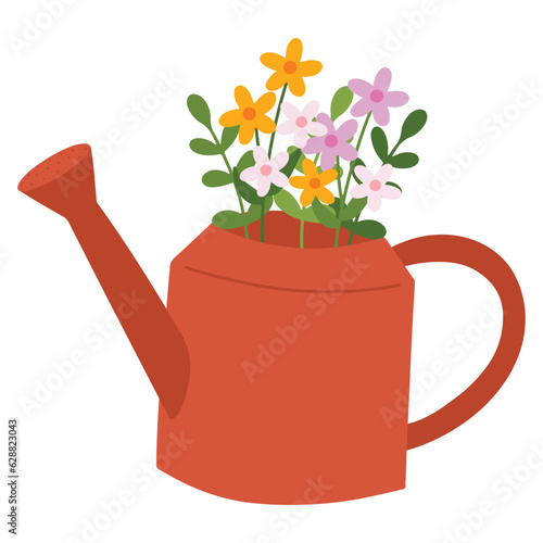 watering can with flowers