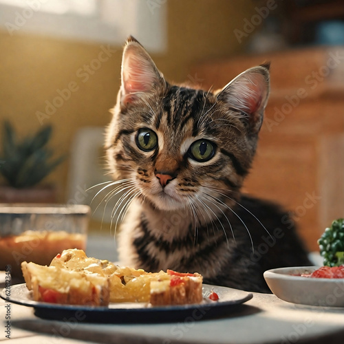 This cute cat is the epitome of cuteness. because he ate every bite with gusto The warm sight that melts your heart and makes you yearn for more cat charms.