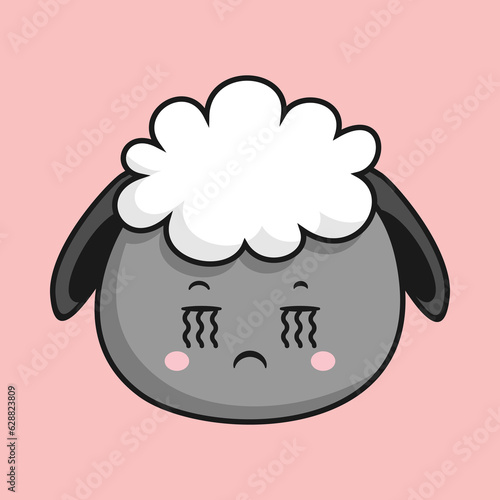 Sheep Crying Face Cartoon Head Lamb Sticker