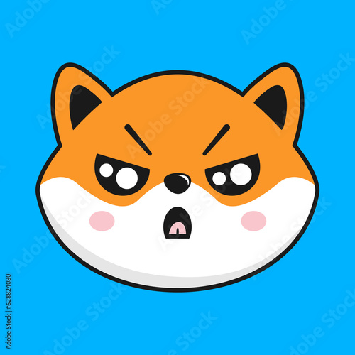 Shiba Inu Dog Angry Face Head Kawaii Sticker