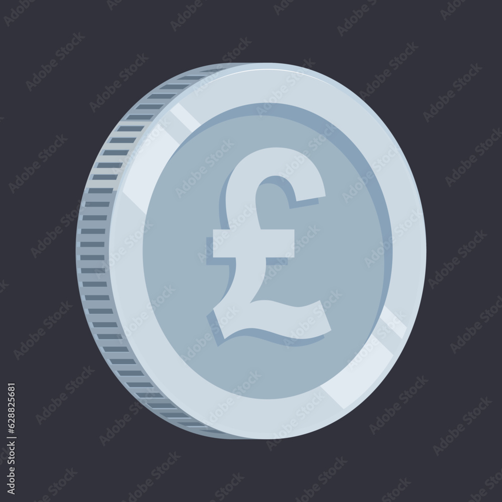 Pound Sterling Coin Silver Money GBP Vector Pound Sterling Coin Silver Money GBP Vector