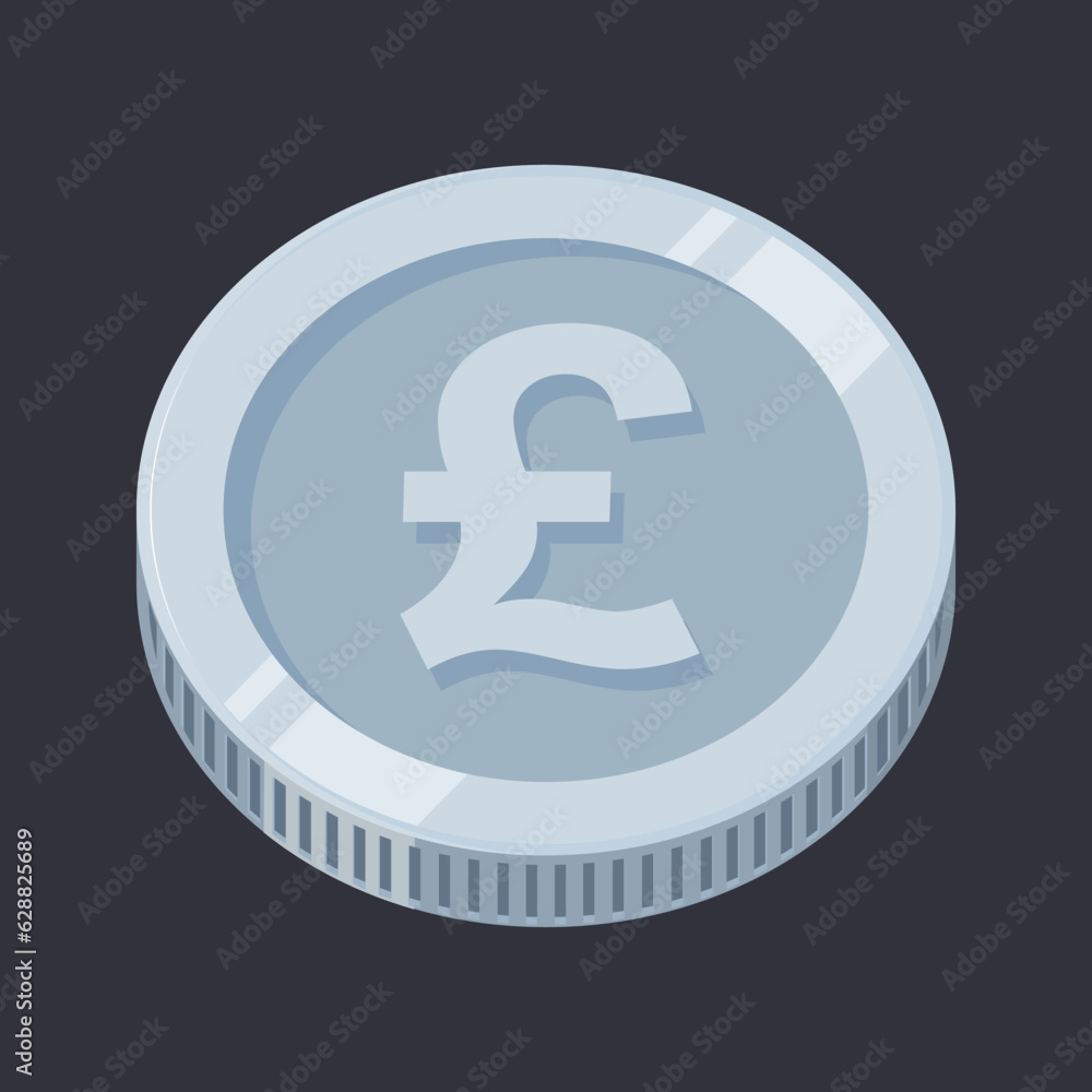 Pound Sterling Coin Silver Money GBP Vector Pound Sterling Coin Silver Money GBP Vector