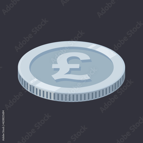 Pound Sterling Silver Coin GBP Money Vector