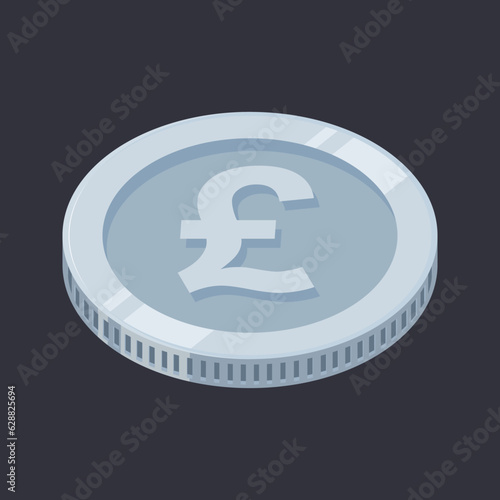 Pound Sterling Silver Coin GBP Money Vector