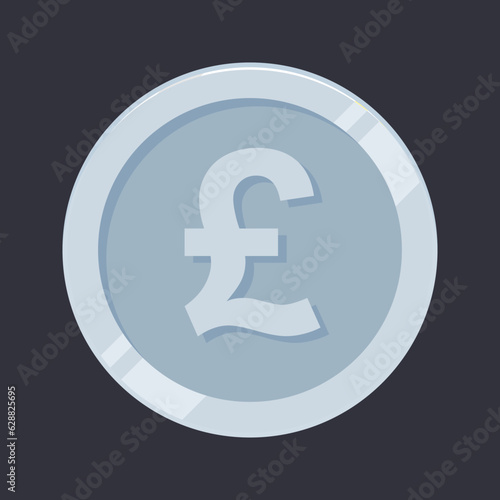Pound Sterling Silver Coin GBP Money Vector