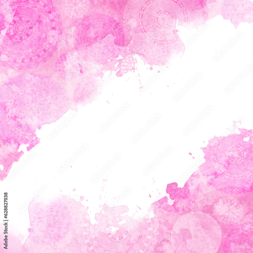 Watercolor background with pattern brushes applied to concentric circles. 