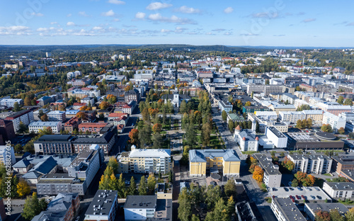 Drone aerial scenery of the city of Kuopio eastern finland Europe