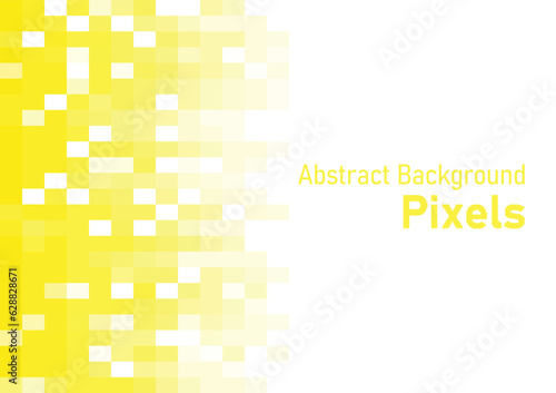 Abstract pixels disintegrate pattern, geometric mosaic background, yellow color gradient, vector illustration template for wallpaper, poster, wrapping paper, web banner, website.