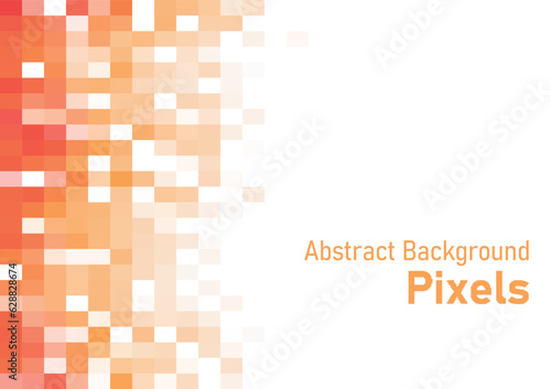 Abstract pixels disintegrate pattern, geometric mosaic background, orange color gradient, vector illustration template for wallpaper, poster, wrapping paper, web banner, website.