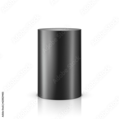 Black cylinder on white background. Vector template for your design.