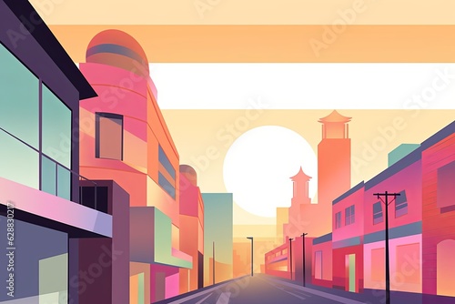 Simple Urban Architecture Pastel Colored Minimalist Background