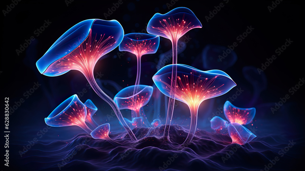 Abstract Neon Mushrooms Abstract Neon Mushrooms