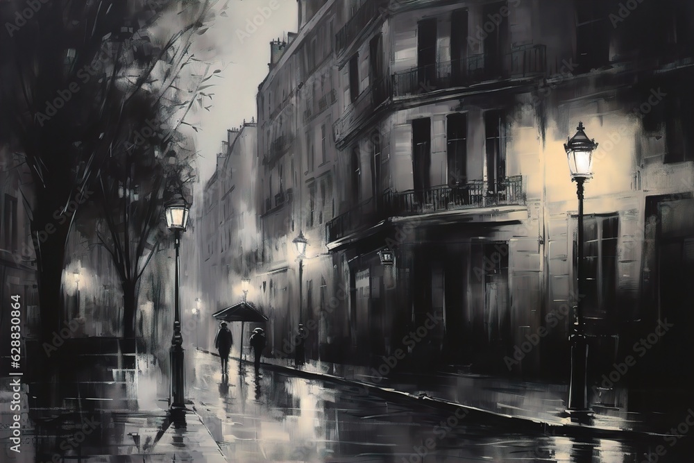 French street at night Oil Painting 