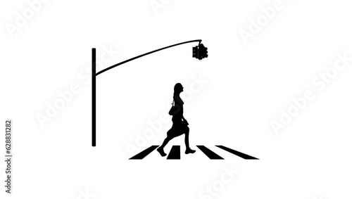 woman crossing the road