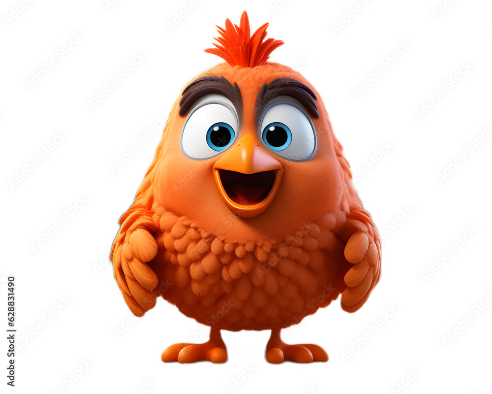 Naklejka premium Cheerful Barnyard Fantasy Playful 3D Chicken amidst Vibrant Countryside | Family-Friendly Animal Farm Generative Ai