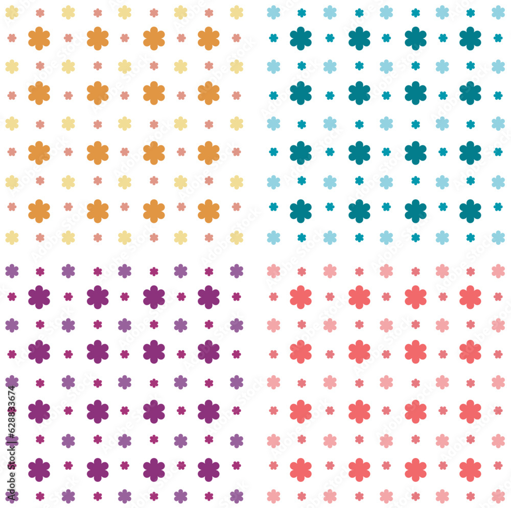 illustration background image drawing figure cute flower pattern Arrange small flowers and large flowers alternately on a white background. illustration background image drawing figure cute flower pattern Arrange small flowers and large flowers alternately on a white background.