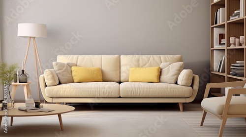 comfortable sofa armchair stylish living room, generative ai