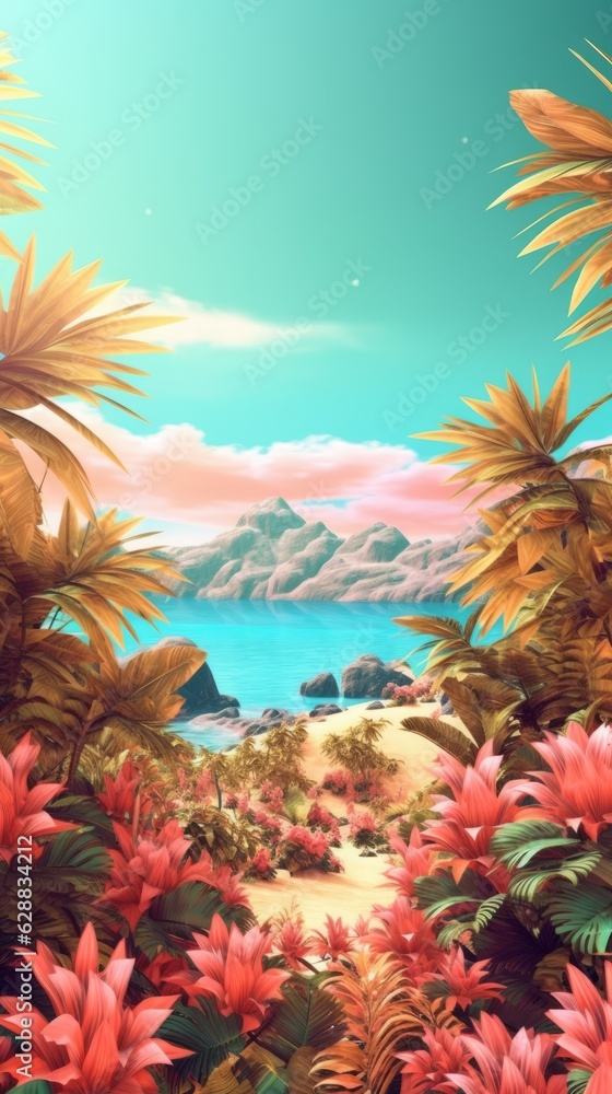 Summer Themed Lush Fractal Design Background Summer Themed Lush Fractal Design Background
