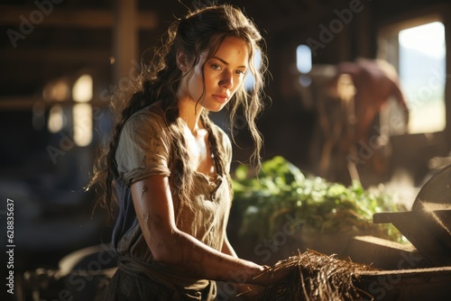 Woman working on a farm