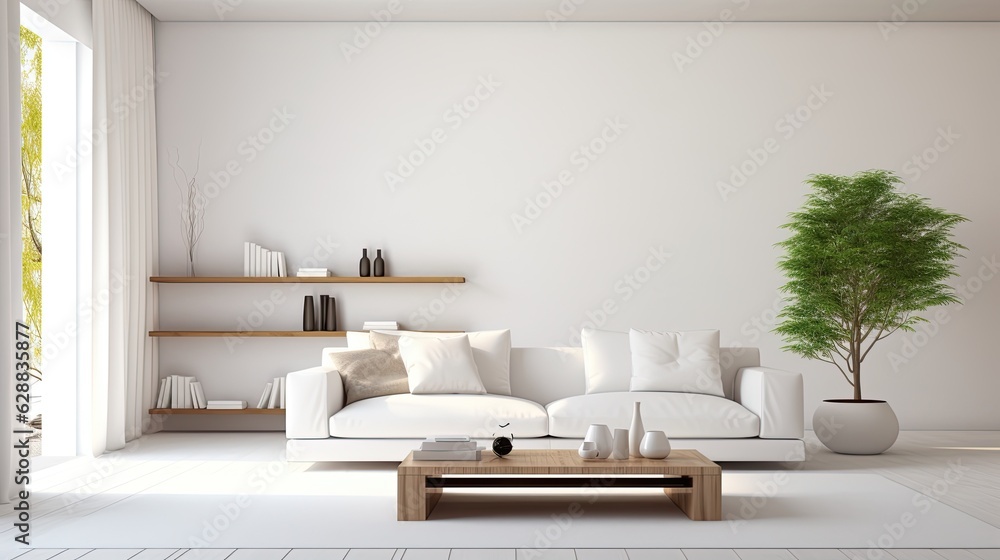 minimal style modern white living room, generative ai minimal style modern white living room, generative ai