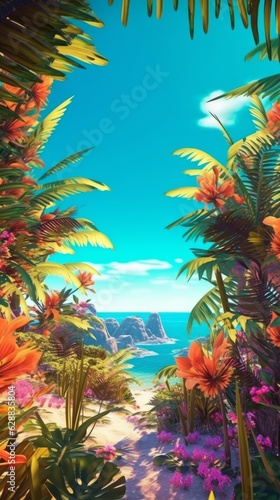 Summer Themed Lush Fractal Design Background © AberrantRealities