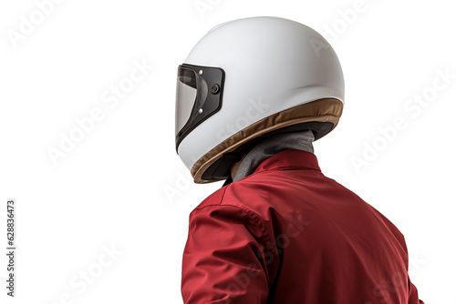 Delivery Boy Wearing Helmet - No Face - White Isolated Background. Ai