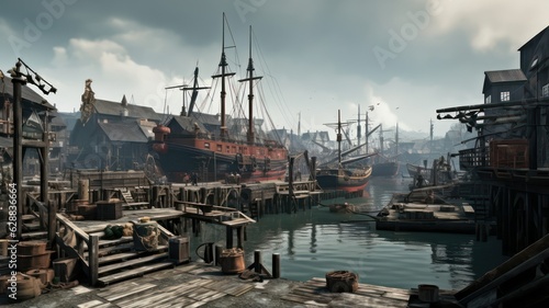 Ancient harbour created with Generative AI