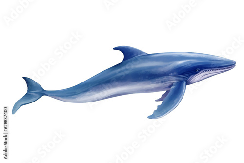 Blue Whale Isolated on Transparent Background. Ai