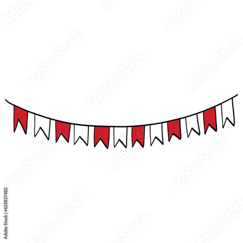 Flags Ribbon Red White Banner Hanging Illustration Vector 