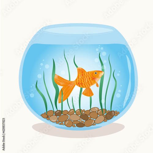 Goldfish that grants all wishes in a small beautiful aquarium