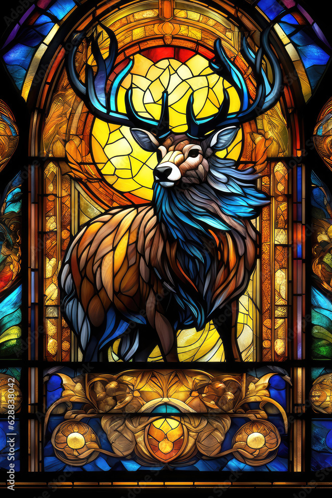 fictional stained glass window, generated by artificial intelligence