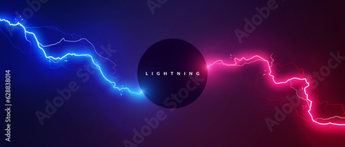 Blue And Red Lightning Power Or Battle Concept