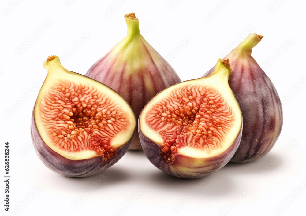 Fresh ripe sweet figs on white background.Macro.AI Generative Fresh ripe sweet figs on white background.Macro.AI Generative