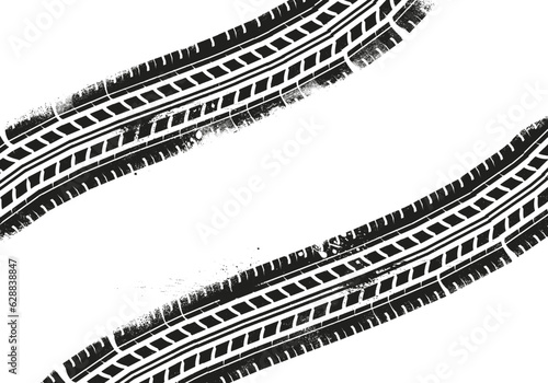 Dirty Tire Tracks On White Background