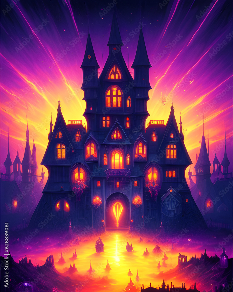 halloween background with castle halloween background with castle