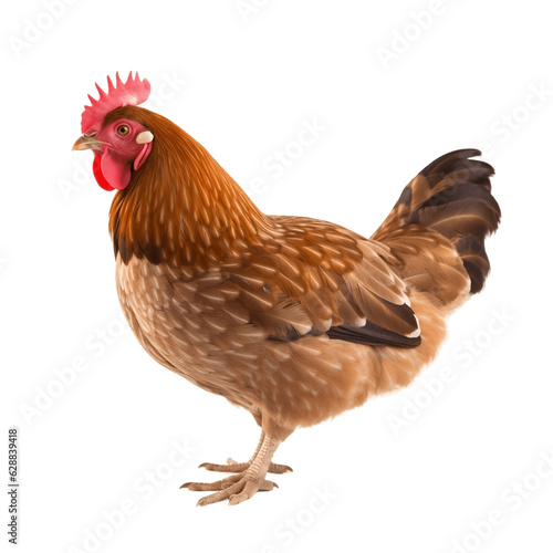 Hen or Chicken Isolated on a Transparent Background. AI