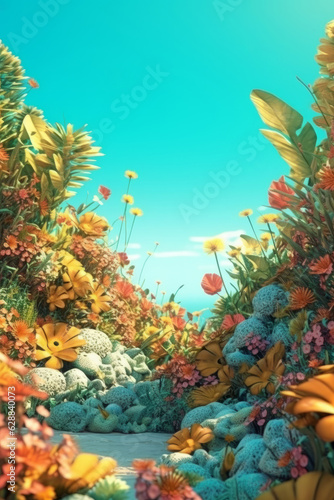 Summer Themed Lush Fractal Design Background © AberrantRealities