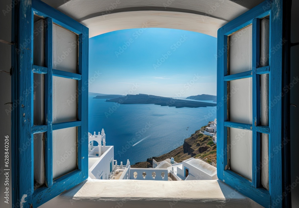 Obraz premium Windows to Santorini