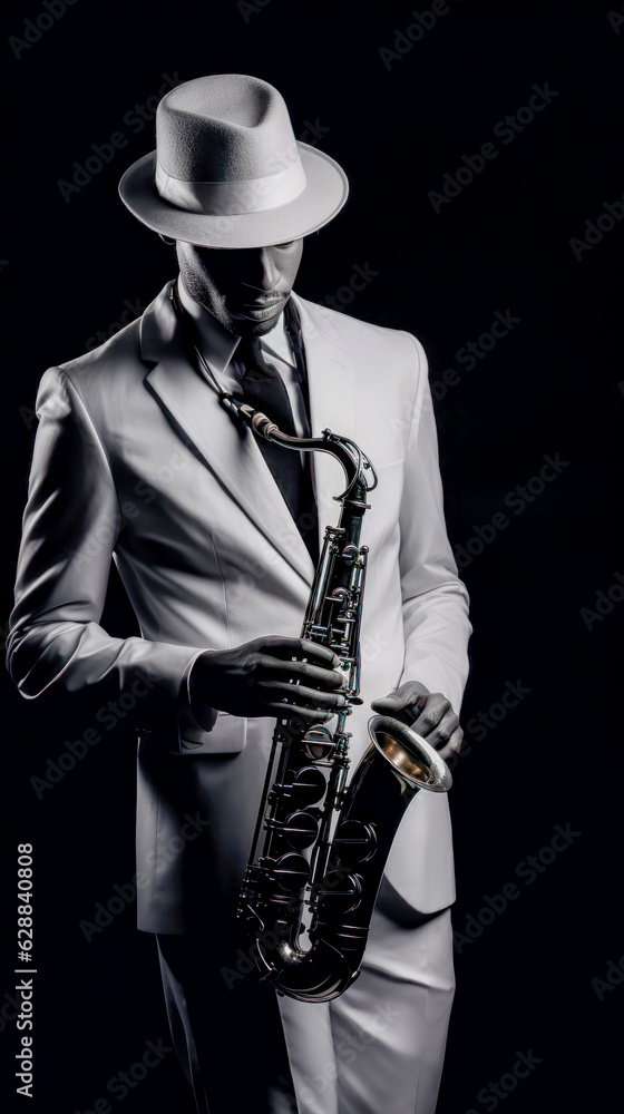 Fototapeta premium Illustration of the Independent Jazz of the 80s Music Emotion Generative AI Digital Art Wallpaper Background Journal Cover