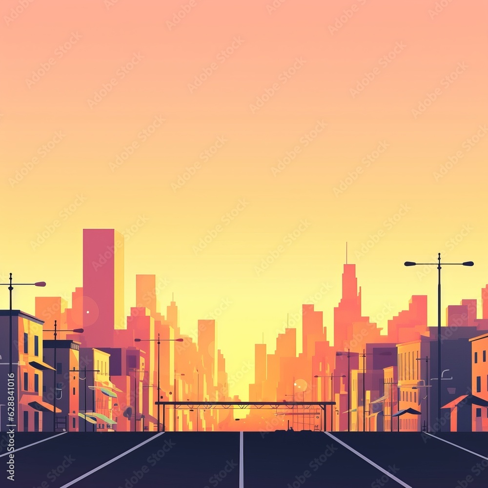 Obraz premium Sunset City Minimalist Background