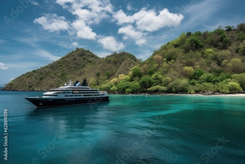 An elegant and sophisticated view of a luxurious yacht sailing through crystal clear turquoise waters © Murda