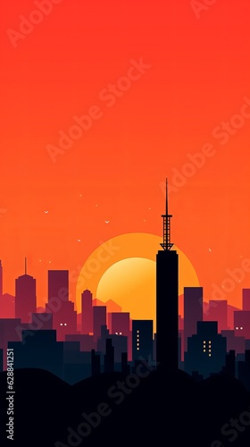 Sunset City Minimalist Background