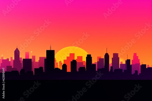 Sunset City Minimalist Background