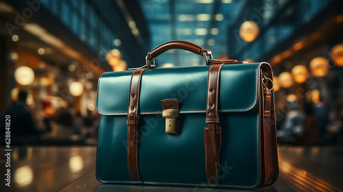 Male leather briefcase. Generative Ai