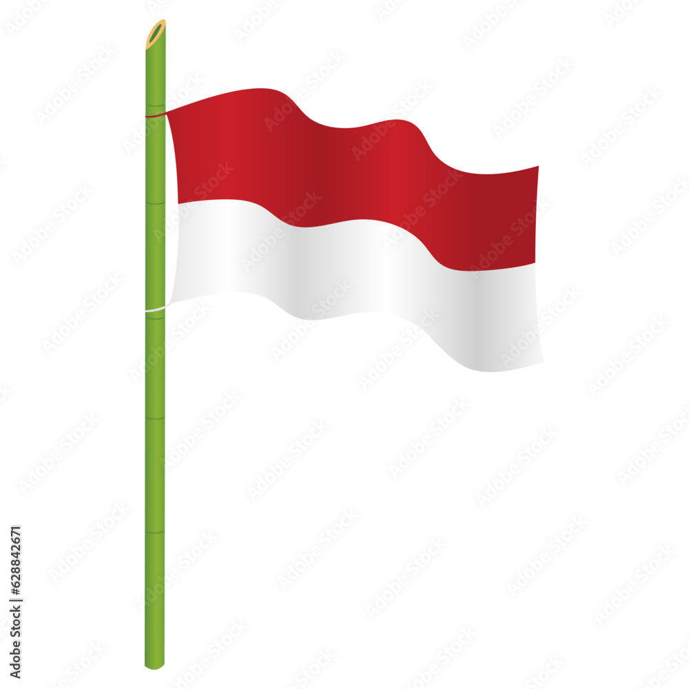 Indonesian Flag on Sharpened Bamboo Spiky, Dirgahayu Independence Day of Republic of Indonesia Vector Illustration Indonesian Flag on Sharpened Bamboo Spiky, Dirgahayu Independence Day of Republic of Indonesia Vector Illustration