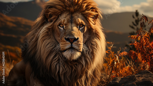 a lion portrait with big eyes.generative ai