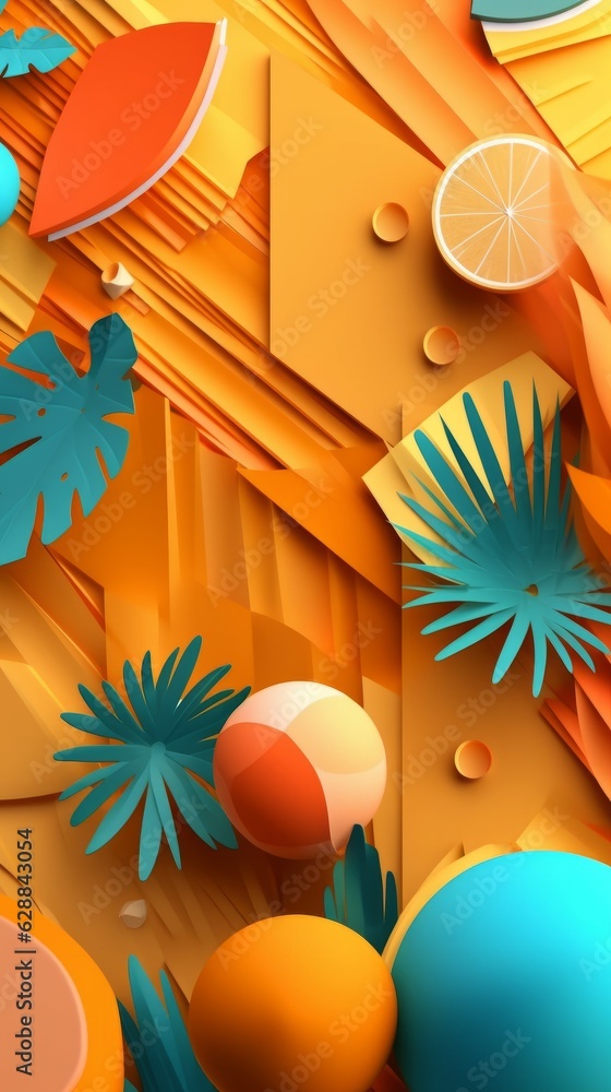 Tropical Summer Themed 3D Abstract Background Tropical Summer Themed 3D Abstract Background