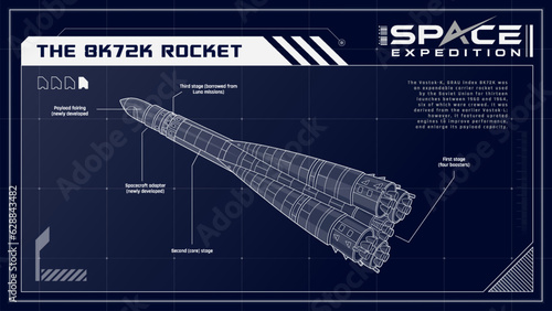 Vostok-K Expendable Carrier Rocket Propelling Human Space Exploration-A Space Expedition Series Infographics Vector Illustration design